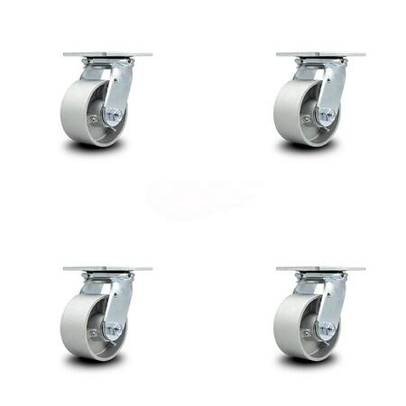 Service Caster 4 Inch Semi Steel Wheel Swivel Caster Set with Ball Bearings SCC-30CS420-SSB-4